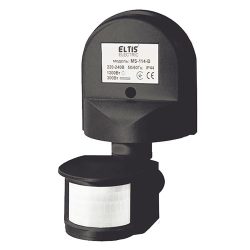 Датчик руху MS-114-В чорний 180градусів 1200W 5-12м ІР44 ELTIS
