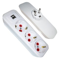Розгалужувач 3 входи з заземленням 16А з USB (5V 2.1A) AY-KA