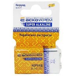 Батарейка лужна (аlkaline) Корунд 6LR61АСКО 9В (блістер)