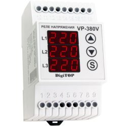 Обмежувач (реле) напруги Vp-380V 3-ф.лінійне V-protector на DIN-рейку,DigTOP